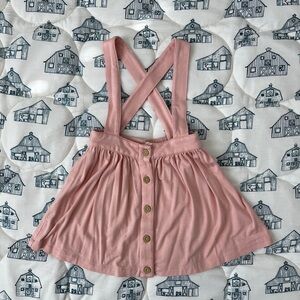 Kate Quinn Pink Button-Front Suspender Pinafore Skirt